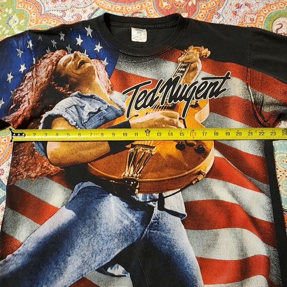 Vintage Winterland Productions Ted Nugent All Over Print | Early 90s Tee| Sz XL - Picture 13 of 14